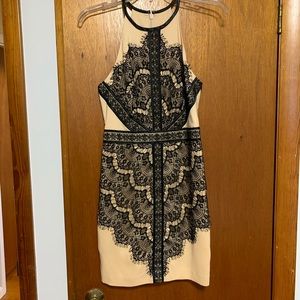 Bebe Cream and Black Lace Dress